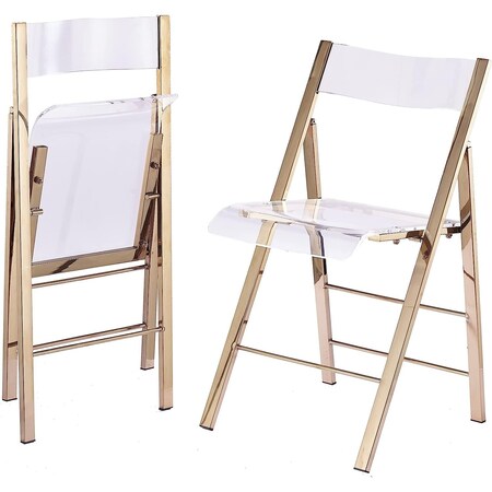 Isl Furnishings Kasper Flex Luxury Modern Folding Chair Acrylic Lucite Gold, PR CH43DC-2PK-AR01-PC11